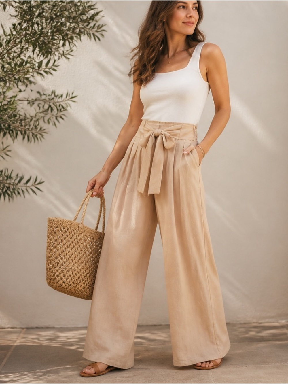 NWT bishop + young Hutton Wide-Leg Tie-Waist Pants, Size S